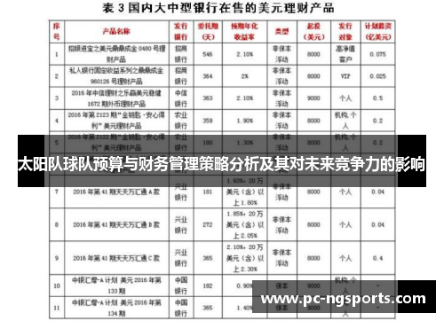 太阳队球队预算与财务管理策略分析及其对未来竞争力的影响